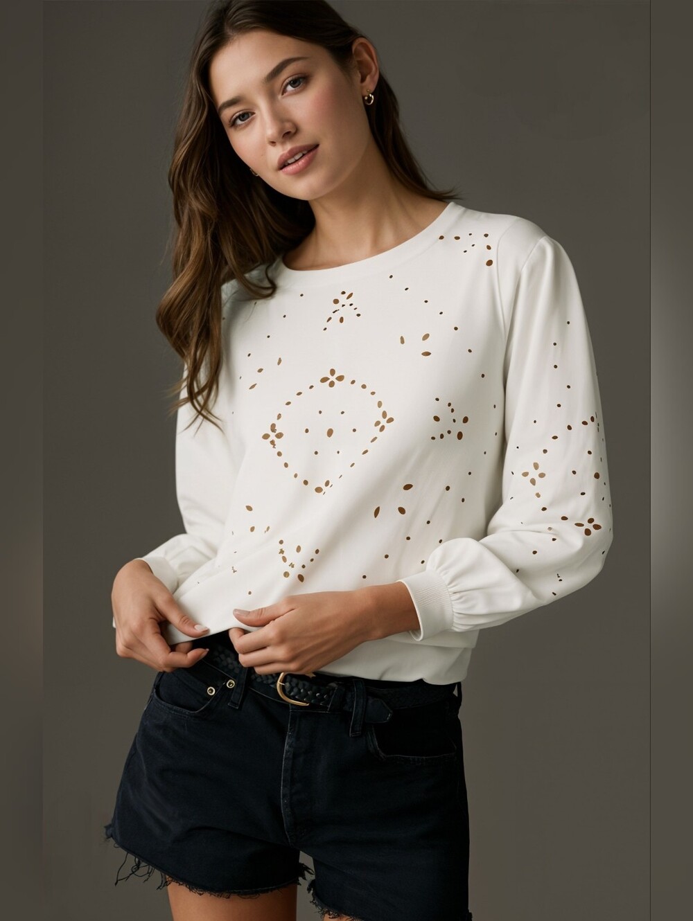 NWT Maurices Long Sleeve Eyelet Top - White